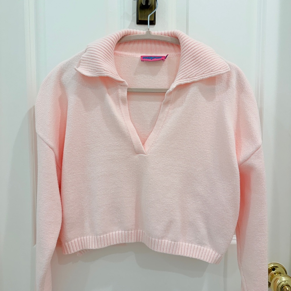 Edikted Light Pink V-Neck Sweater